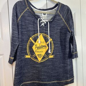 NHL Nashville Predators Women's Half‎ Length Sleeve Size L Lace Neck Sweatshirt